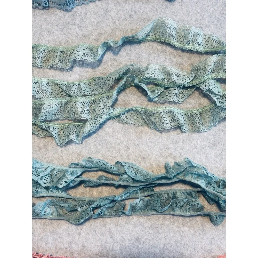 Lot of New Vintage Scalloped Lace Trims Sewing Craft Teal‎ White Pink Blue Green